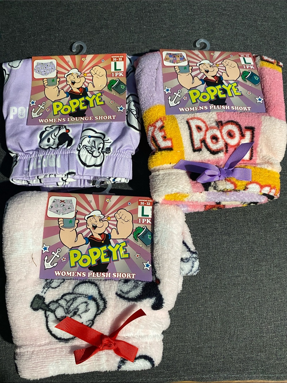 Popeye Women's Plush Lounge Shorts 3 Pack Bundle NWT